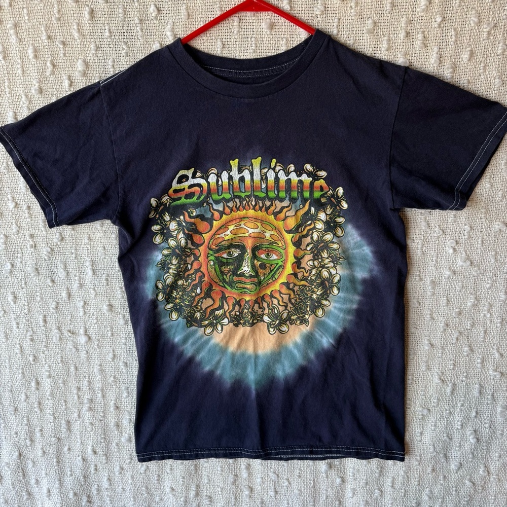 Sublime Men T-Shirt Small Blue Tie Dye Logo Short Sleeve Rock Band Tee